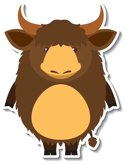 Free vector chubby yak animal cartoon sticker