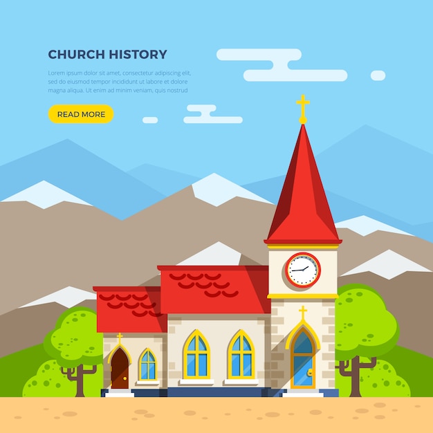Free Church Flat Illustration Vector Template – Download for Free