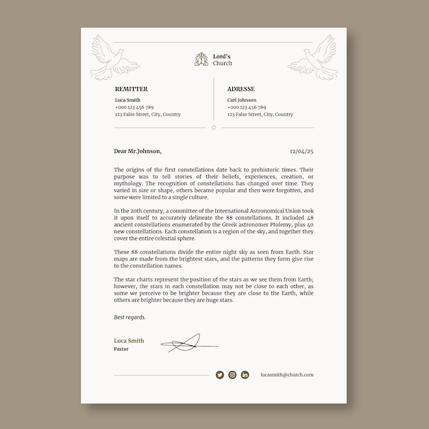 Free vector church letterhead template