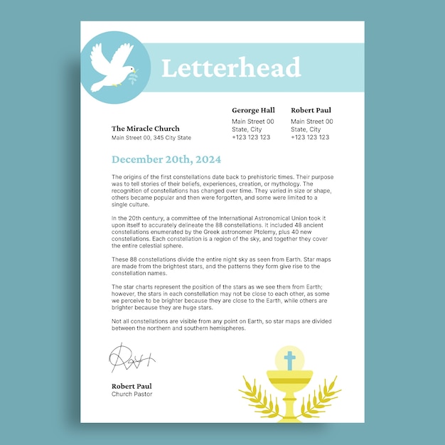 Free vector church letterhead template