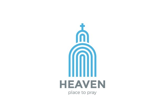 教会ロゴ宗教ロゴ。線形スタイル