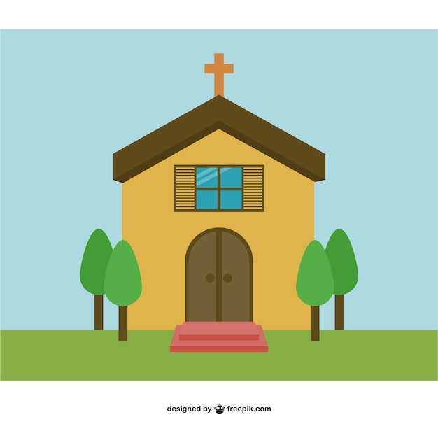 Free vector church and trees background