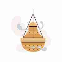 Free vector church vessel with incense isolated icon