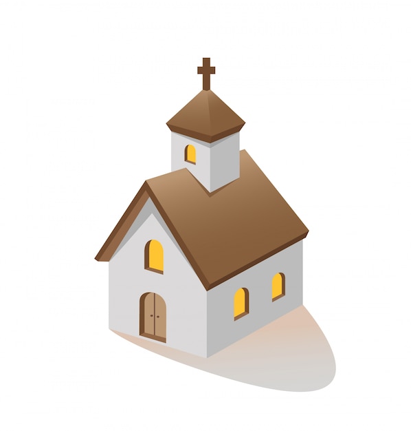 Religion Clipart-church building with steeple and trees vector illustration  clip