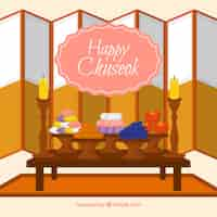 Free vector chuseok composition with flat design