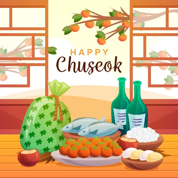 Disegno di disegno del festival di chuseok