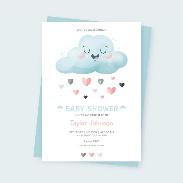 Chuva de amor baby shower card template