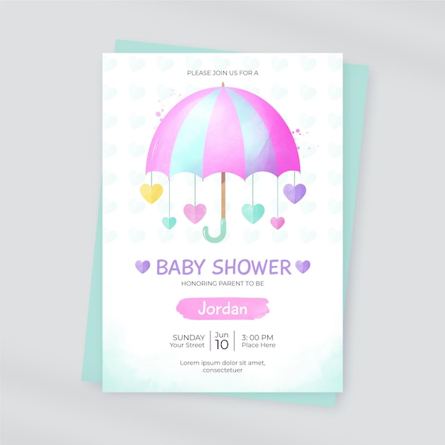 Chuva de amor baby shower card modello