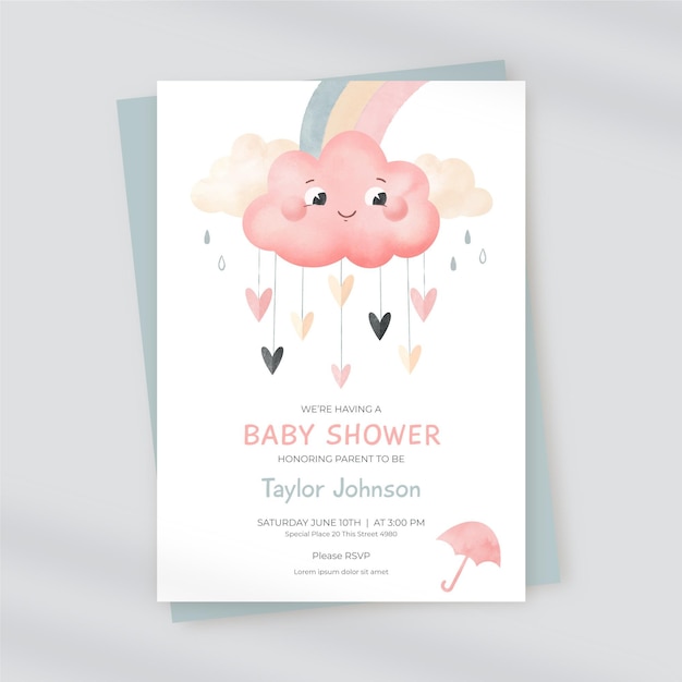 Chuva de amor baby shower card template