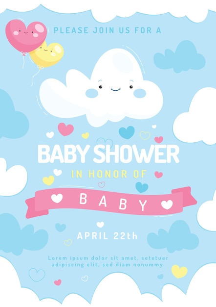 Free vector chuva de amor baby shower card