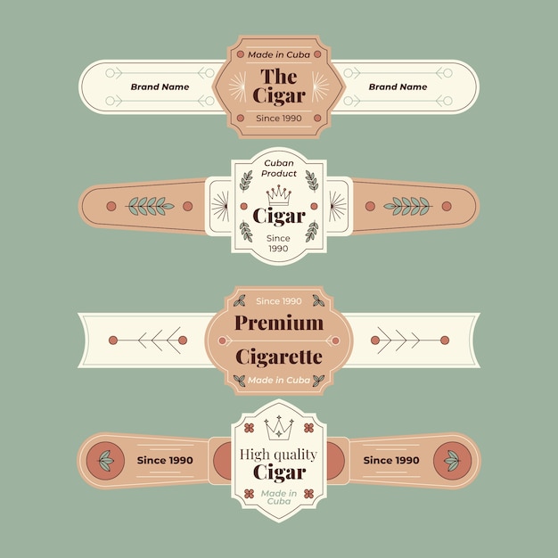 Бесплатное векторное изображение Коллекция дизайнов этикеток для сигар