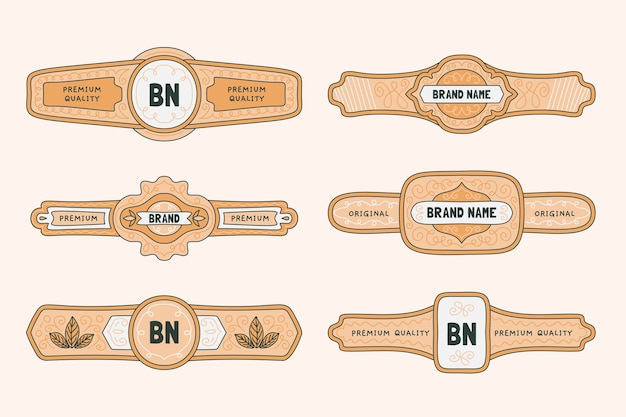 Free vector cigar label design collection