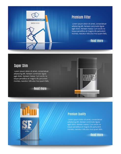 Free vector cigarette packs realistic banners