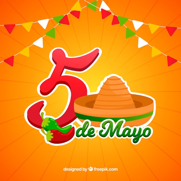 Free vector cinco de mayo background in flat style