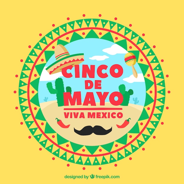 Cinco de mayo background in flat style