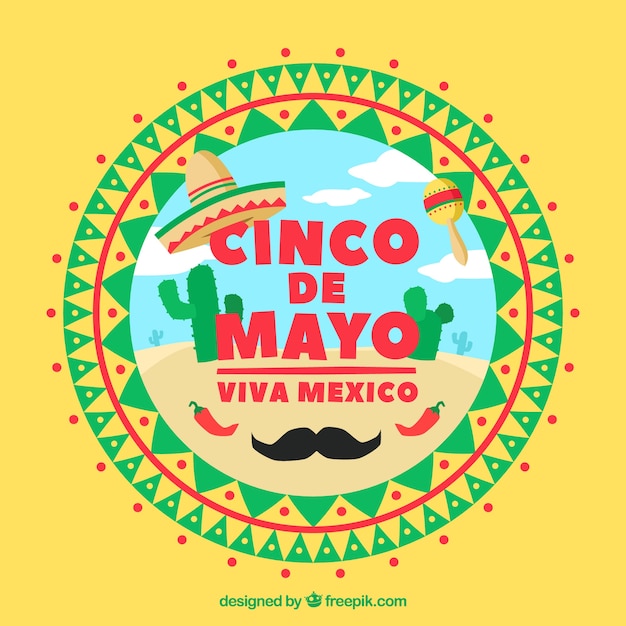 無料ベクター フラットなスタイルのcinco de mayoの背景