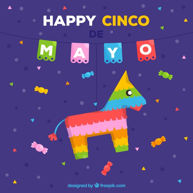 Cinco de mayo background with colorful pinata