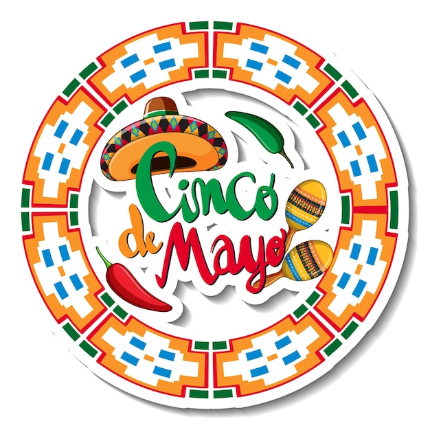 무료 벡터 cinco de mayo 배지 스티커