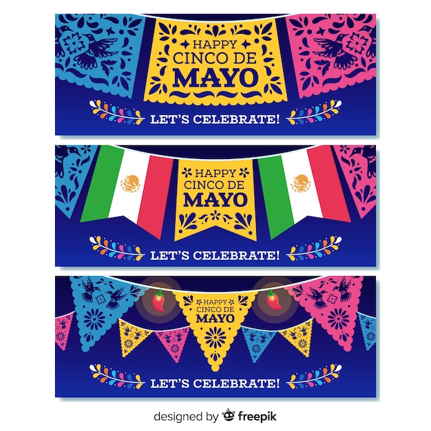 Vettore gratuito banner di cinco de mayo