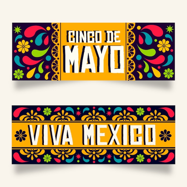 Vettore gratuito design piatto per banner cinco de mayo