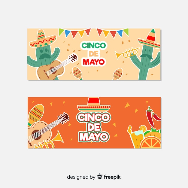 Vettore gratuito banner di cinco de mayo