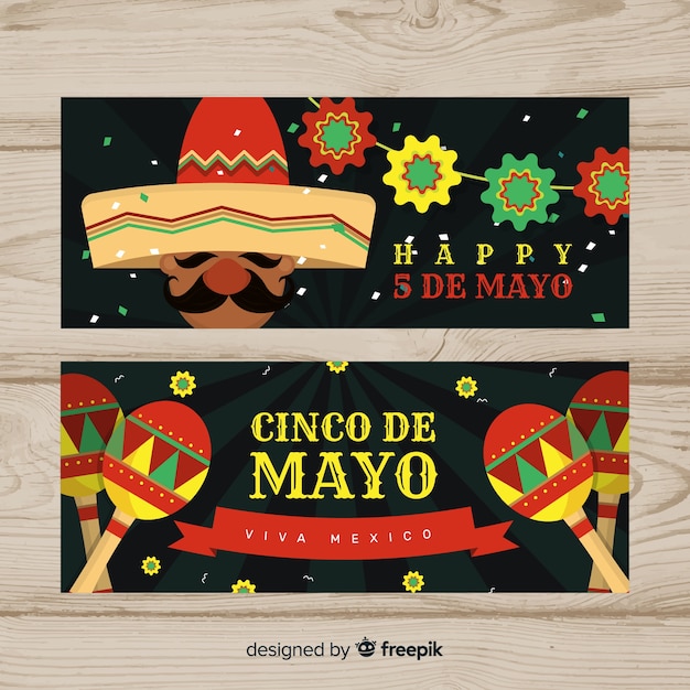 Vettore gratuito banner di cinco de mayo