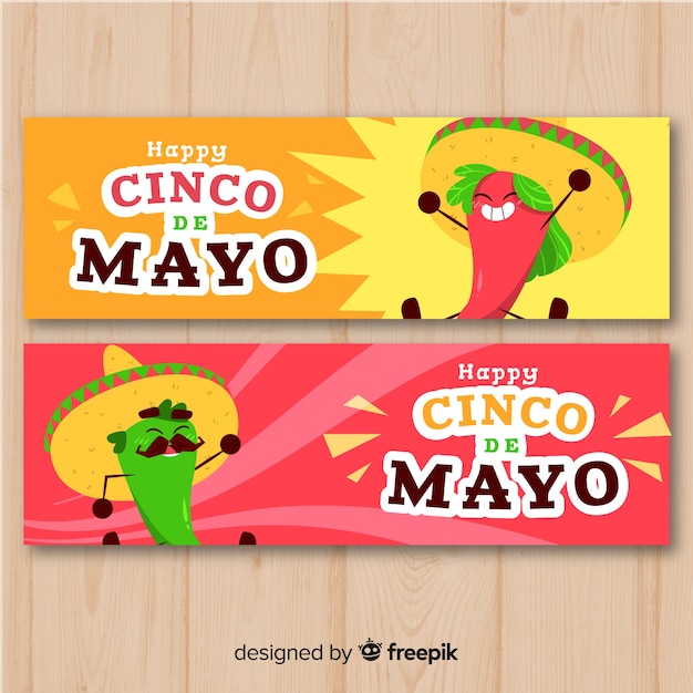 Vettore gratuito banner di cinco de mayo