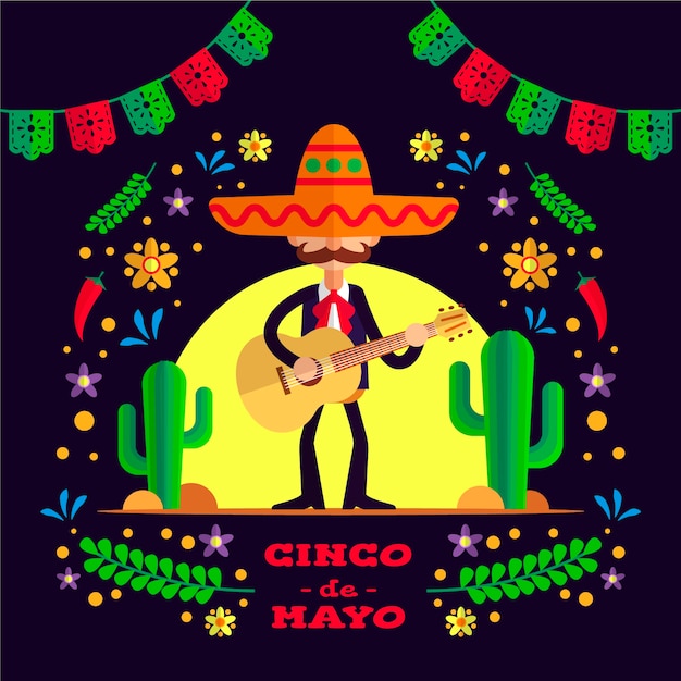 Vettore gratuito cinco de mayo in design piatto