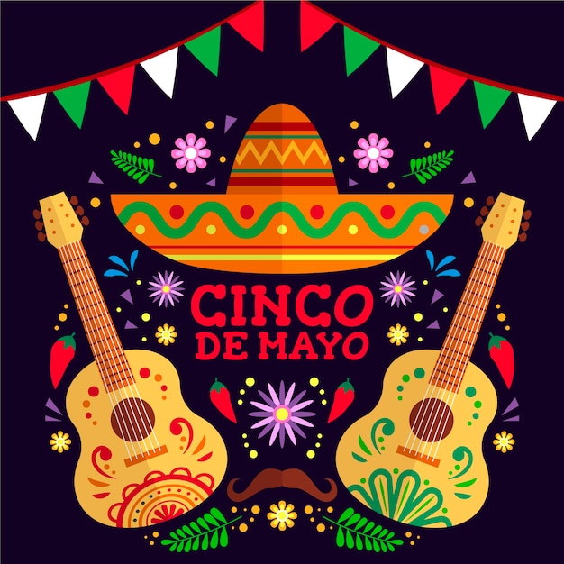 Vettore gratuito cinco de mayo in design piatto