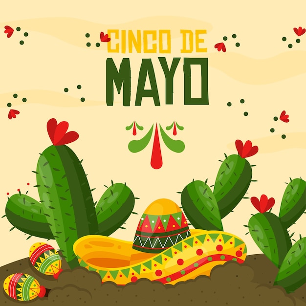 Vettore gratuito cinco de mayo in design piatto