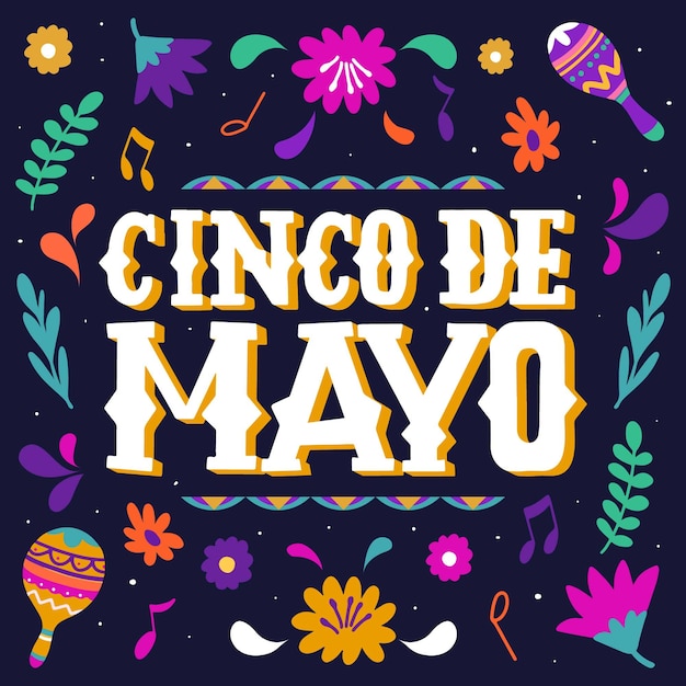 Vettore gratuito tema lettering cinco de mayo