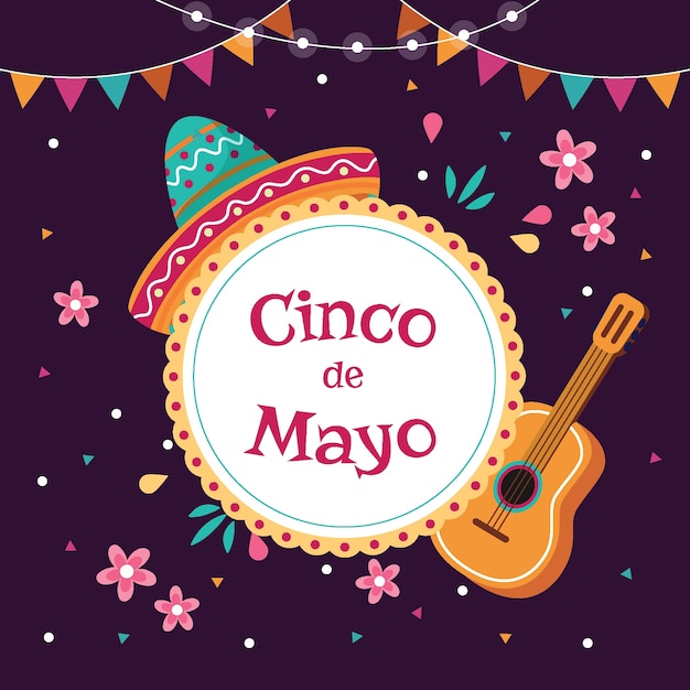 Cinco de mayo with hat and guitar