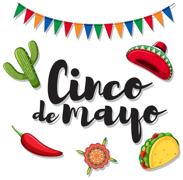 Free vector cinco de mayo with mexican ornaments