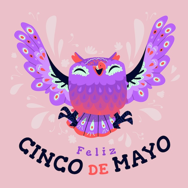 Free vector cinco de mayo with owl