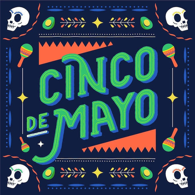 Cinco de mayo with skulls and maracas