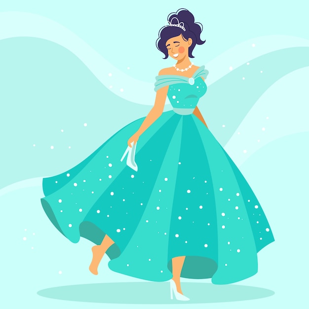 Free vector cinderella fairytale character illustration