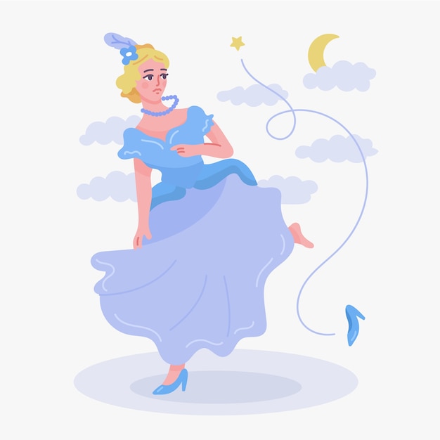 Free vector cinderella fairytale character illustration