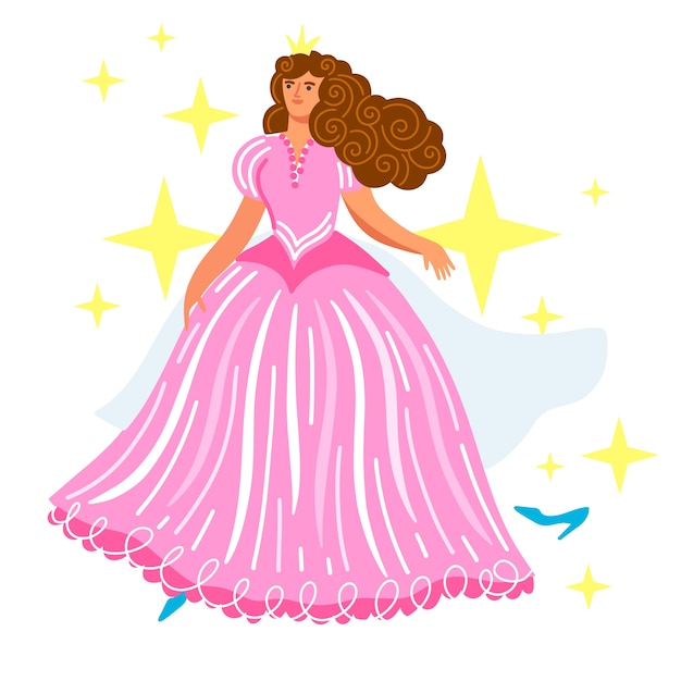 Free vector cinderella fairytale character illustration