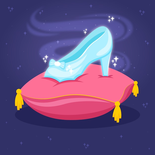 Cinderella glas shoe illustrated concept