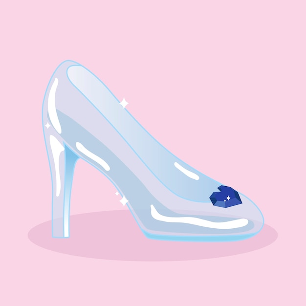 Illustrazione di scarpe di vetro di cenerentola