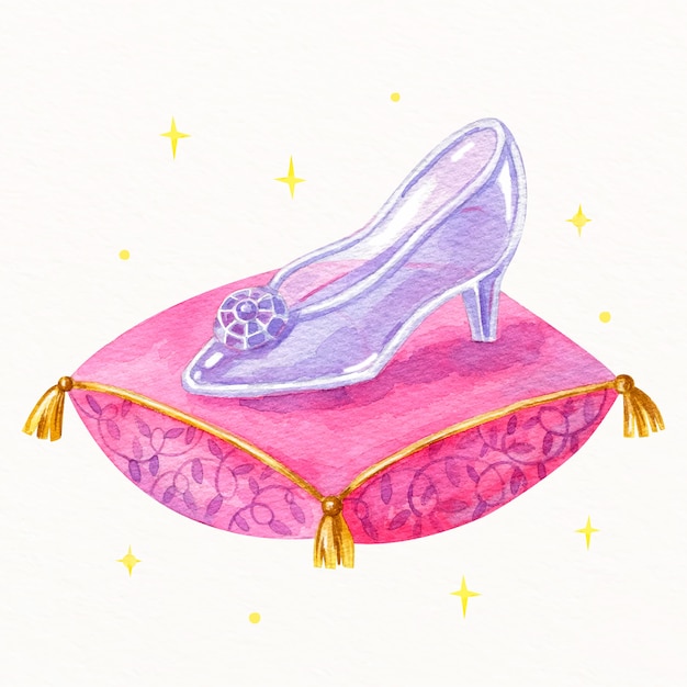 Cinderella glass shoe on pillow