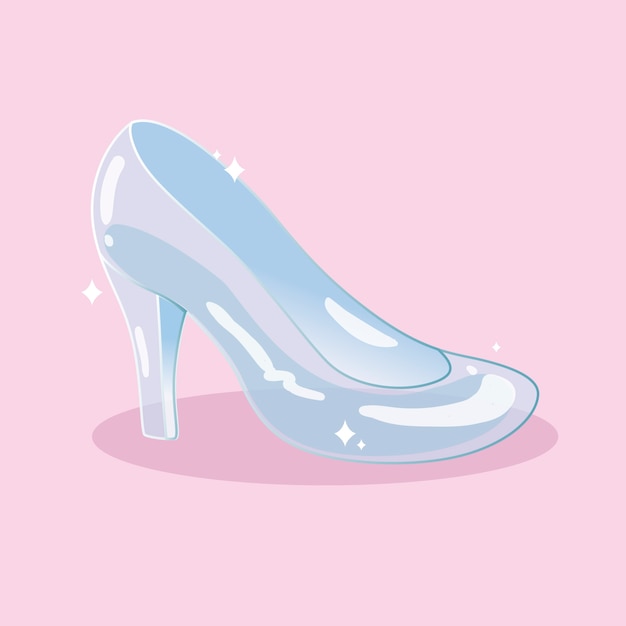Бесплатное векторное изображение Золушка блестящая стеклянная иллюстрация обуви