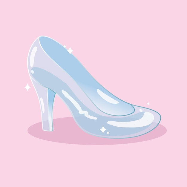 Illustrazione di scarpe di vetro lucido di cenerentola