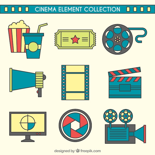 Free vector cinema accessories with linear style