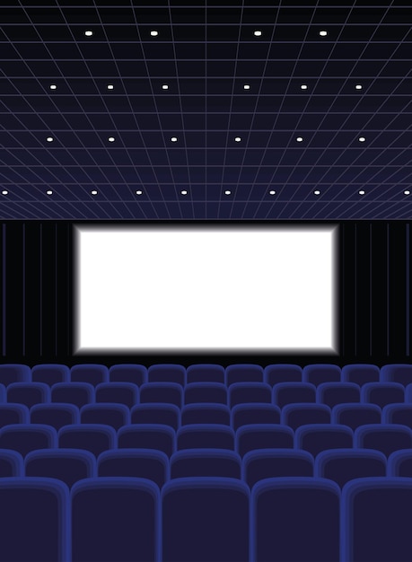 Free vector cinema auditorium with blue chairs scene