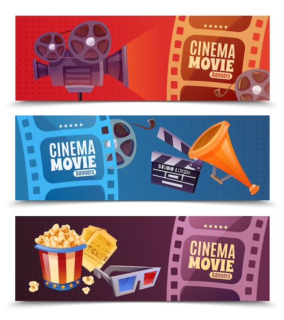 Cinema horizontal banner set