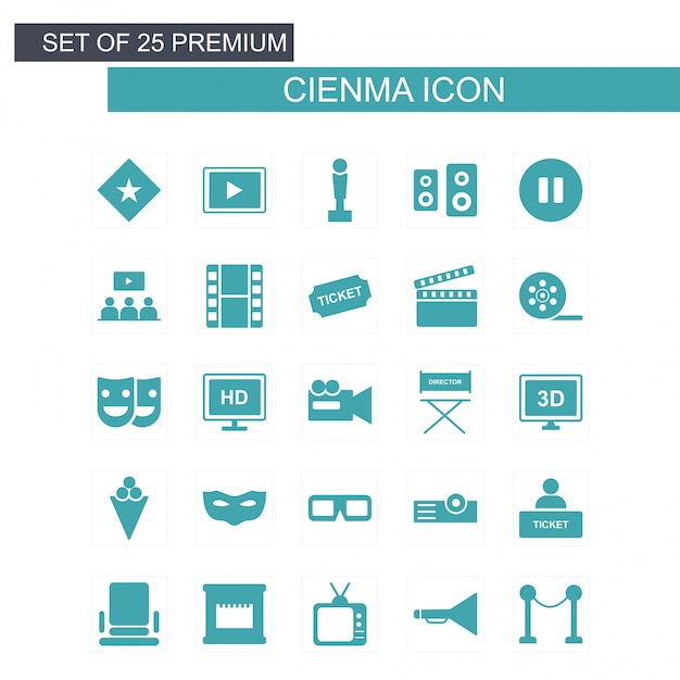 Cinema icons set vector 