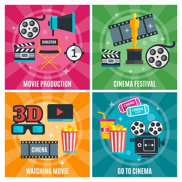 Free Vector Templates for Cinema Industry Concept
