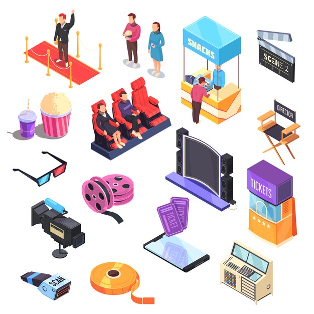 cinema isometric set
