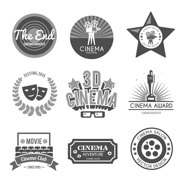 Free vector cinema labels collection black